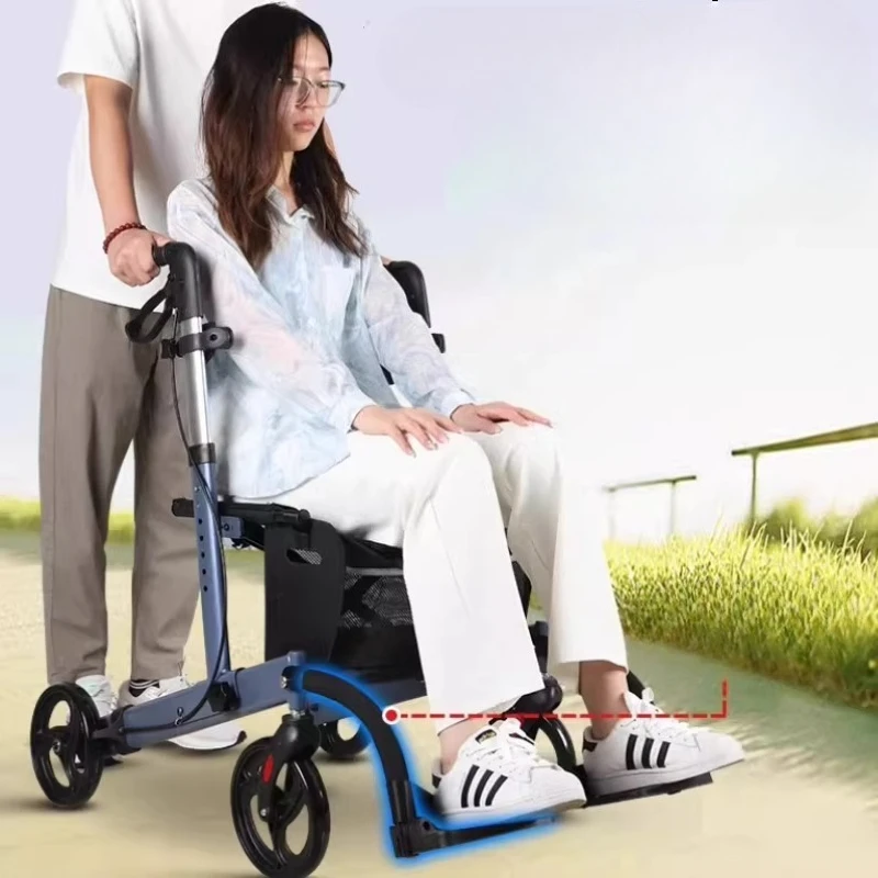 Customizable Upgraded Aluminum Portable Rollator Walkers for Seniors Foldable Walker with Seat &Adjustable Height Mobility