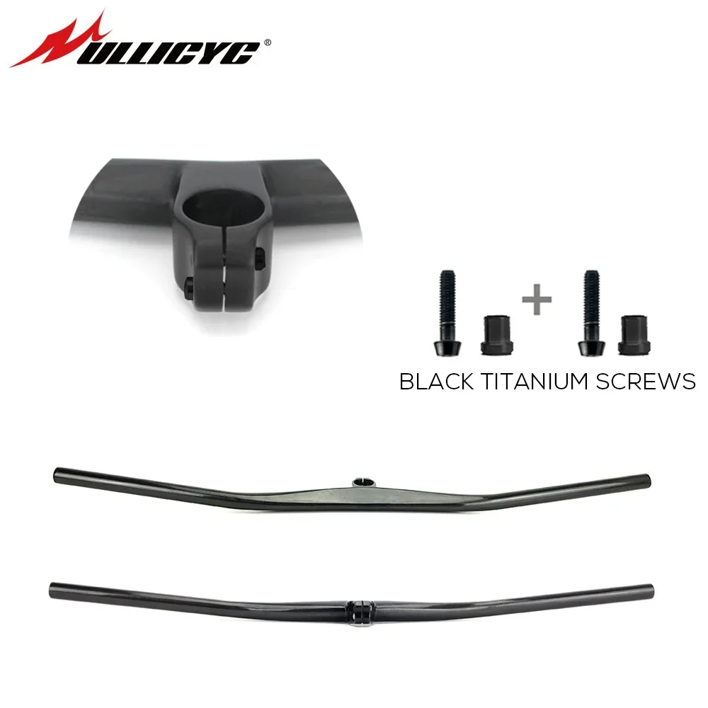 ULLICYC UD One-shaped Integrated MTB Handlebar Bicycle Riser 2 degree With 40/50/60/70mm Stem Black Titanium screw Bike Parts