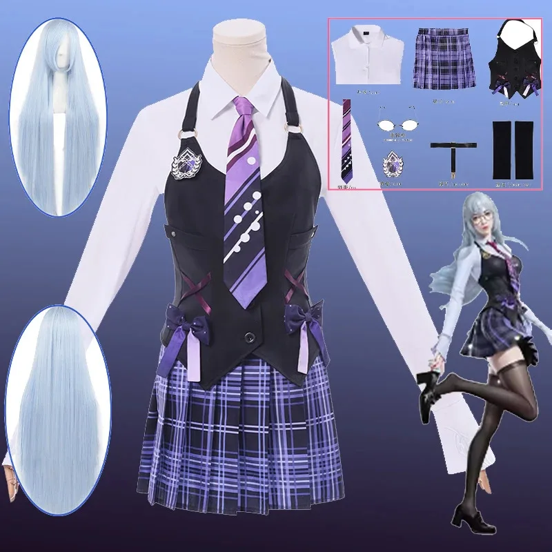 

Game Naraka: Bladepoint Tarka Ji Cosplay Costume School Uniform Skirt Top Wig Suit Halloween Party Anime Outfit for Woman Girl