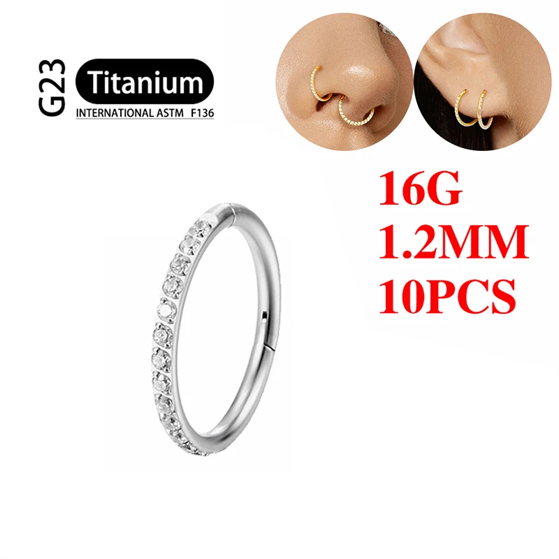 UHERA 10PCS G23 Titanium Hoop Piercing 5
