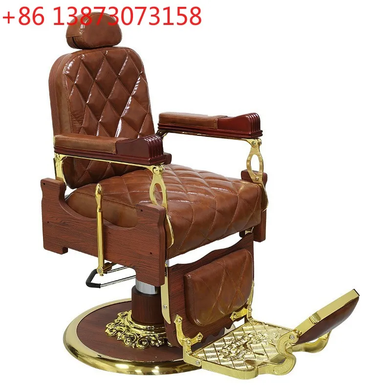 

European and American men's shaving hair chair retro oil head large chair barber shop can be reclined hair cutt