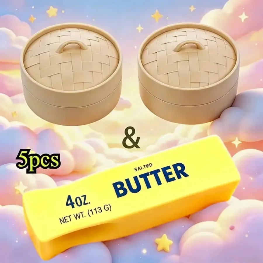 

This 5pcs Dumpling Soft And Cute Toy Set Is Perfect for Collectors And Stress Relief Enthusiasts. It Includes 2 Steamed Buns, 2