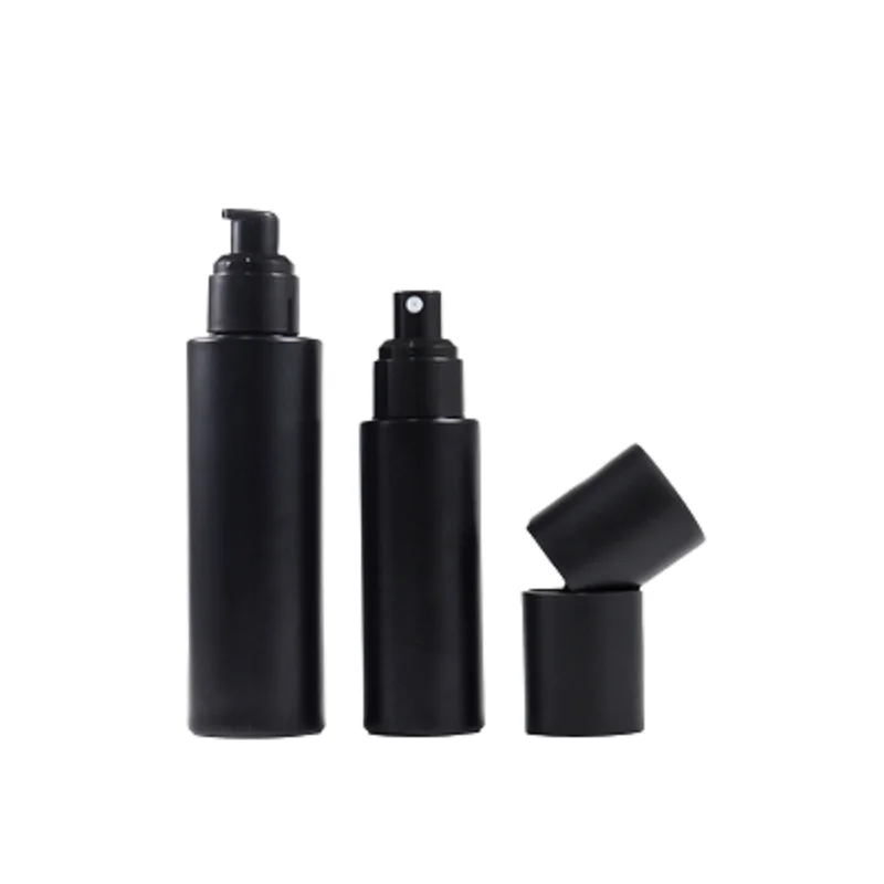 Mist Spray Lotion Pump Empty Bottle Black Glass Jar 30G 50G 30ML 60ML 100ML 10Pcs Portable Cosmetic Refillable Glass Bottles