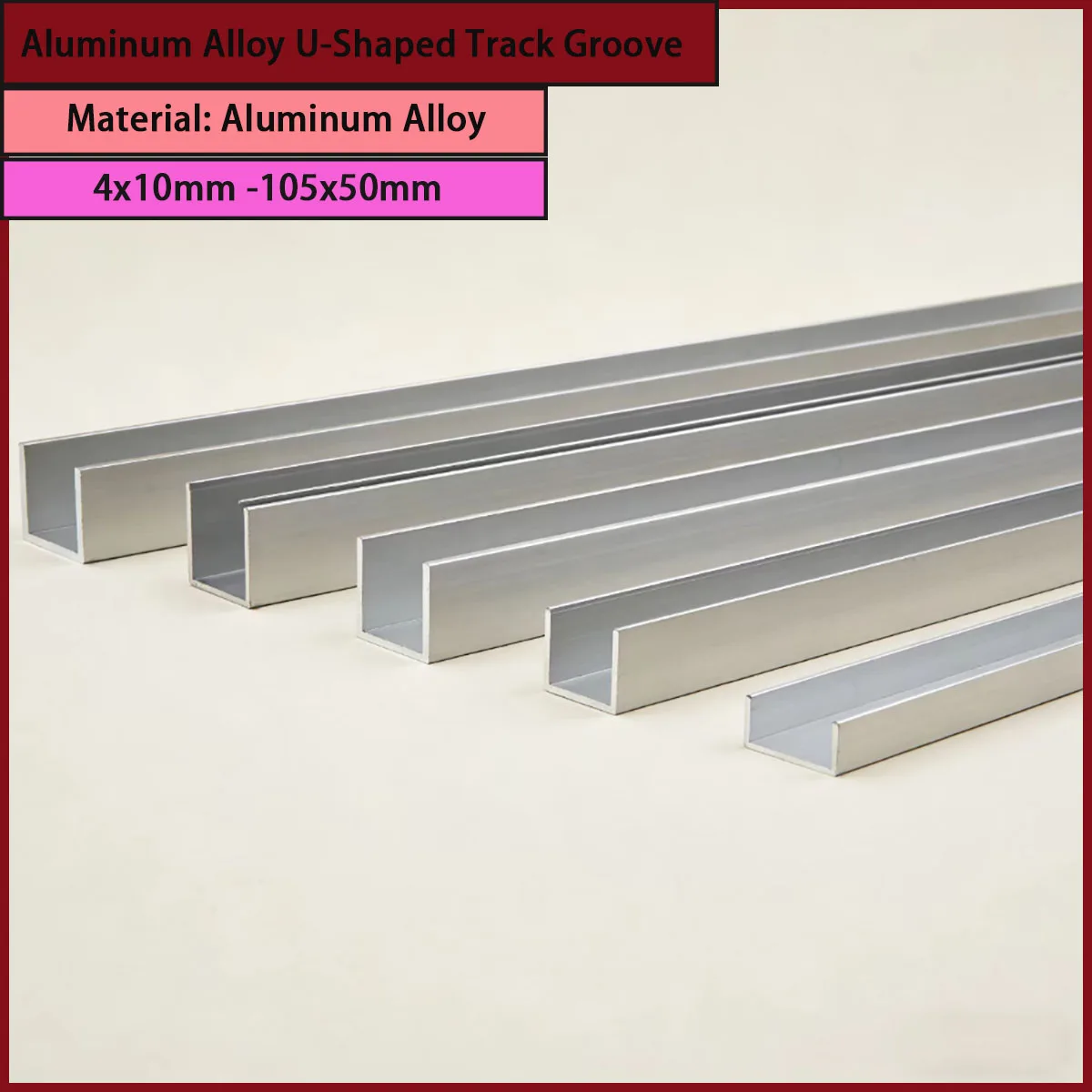 

4x10mm -105x50mm aluminum alloy U-shaped track groove for automation equipment, door and window slides, etc