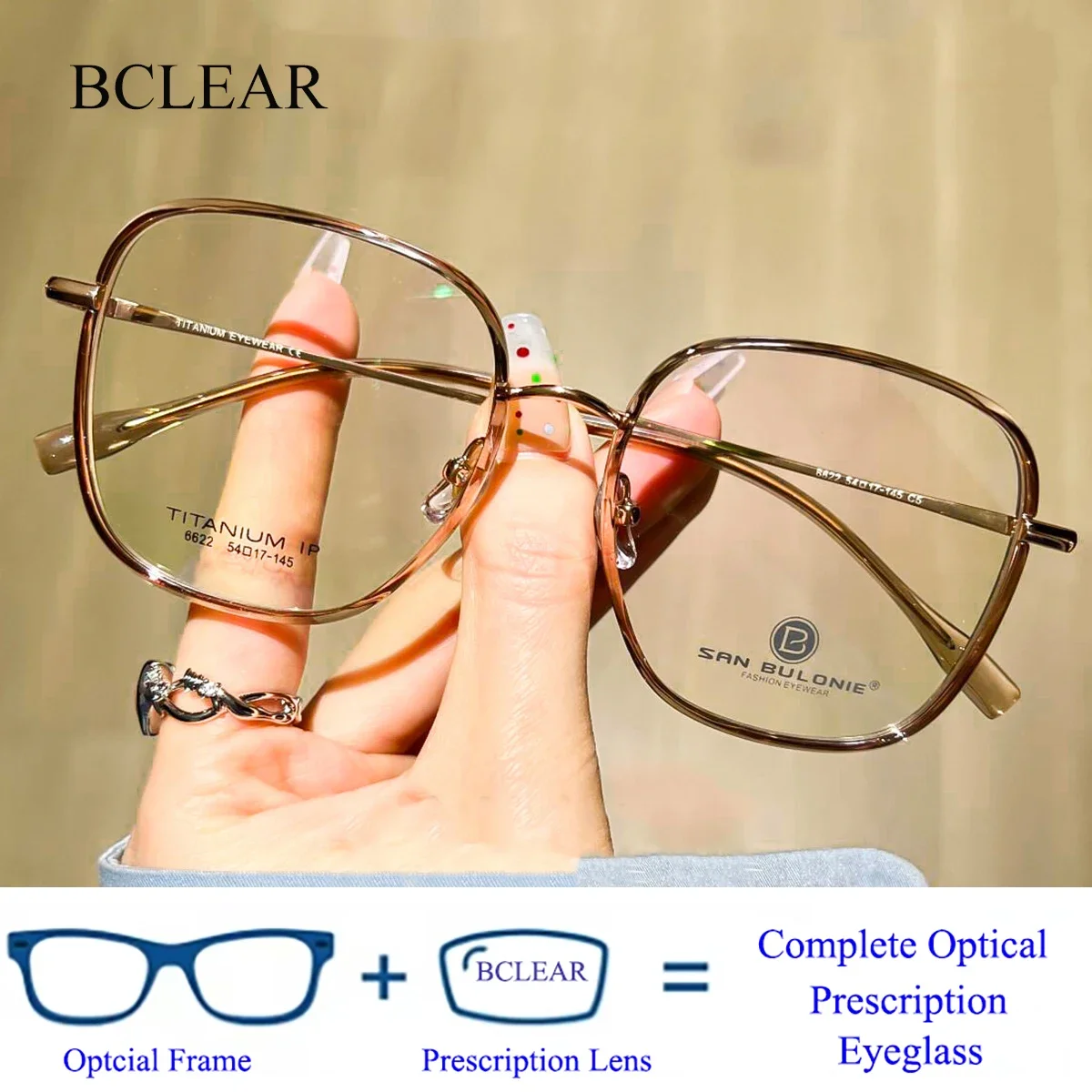 BCLEAR Retro Square TR90 Titanium Glasses Frame Women Brand Design Vintage Optical Myopia Prescription Lenses Eyeglass Big Frame