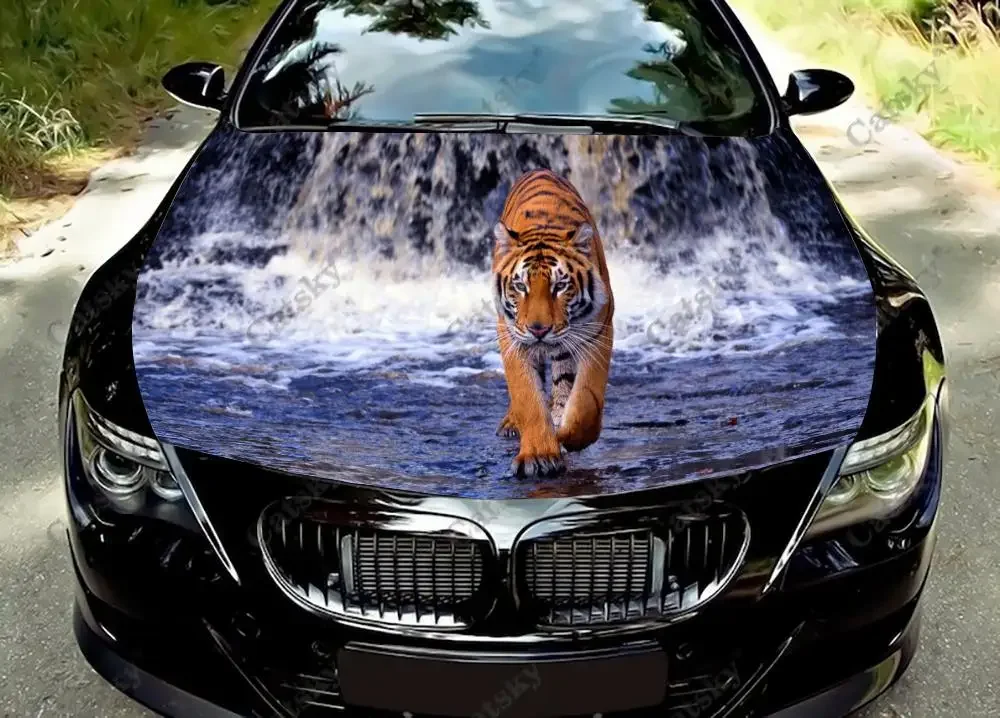 

Epic Tiger Car Hood Vinyl Sticker Wrap Film Engine Cover Decals Sticker Universal Size Animal Pattern Car Hood Protective Film