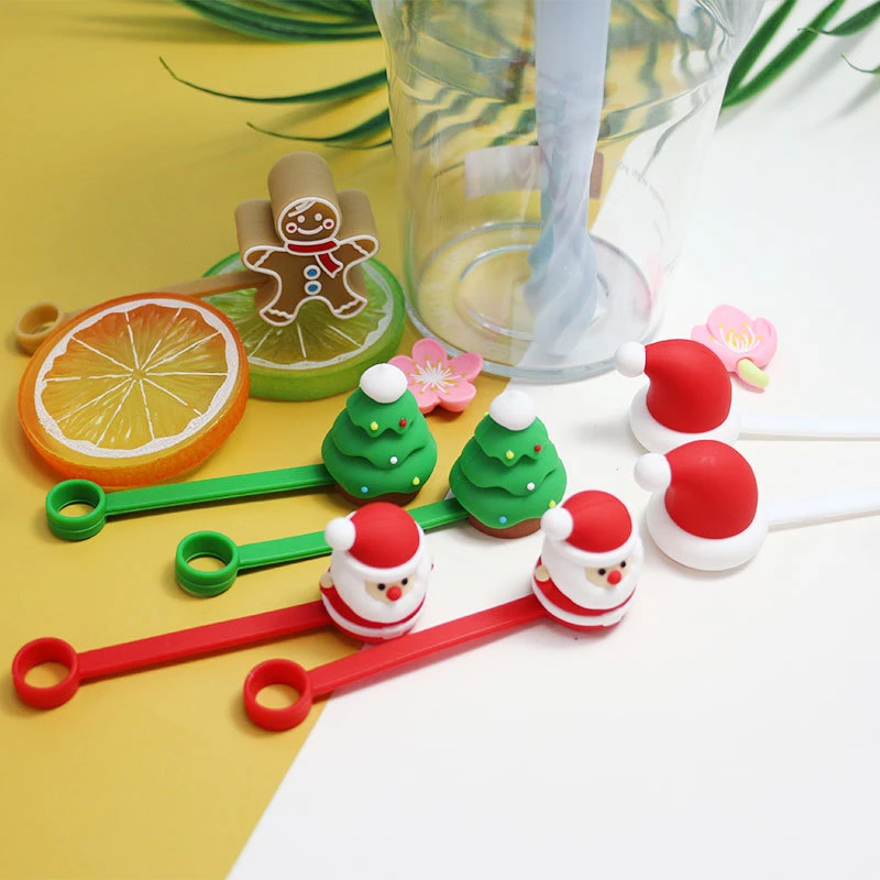 

New Christmas Silicone Straw Toppers Set of 3 Universal Fit Holiday Decoration for Drinkware Party Supplies & Gifts