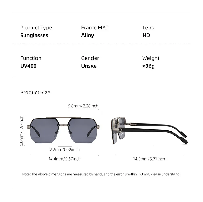 Piloten-Sonnenbrille für Herren, flache Oberseite, halber Rahmen, UV400-Sonnenbrille, klassisch, für Reisen, lässig, Vintage-Sonnenbrille – Detail 8