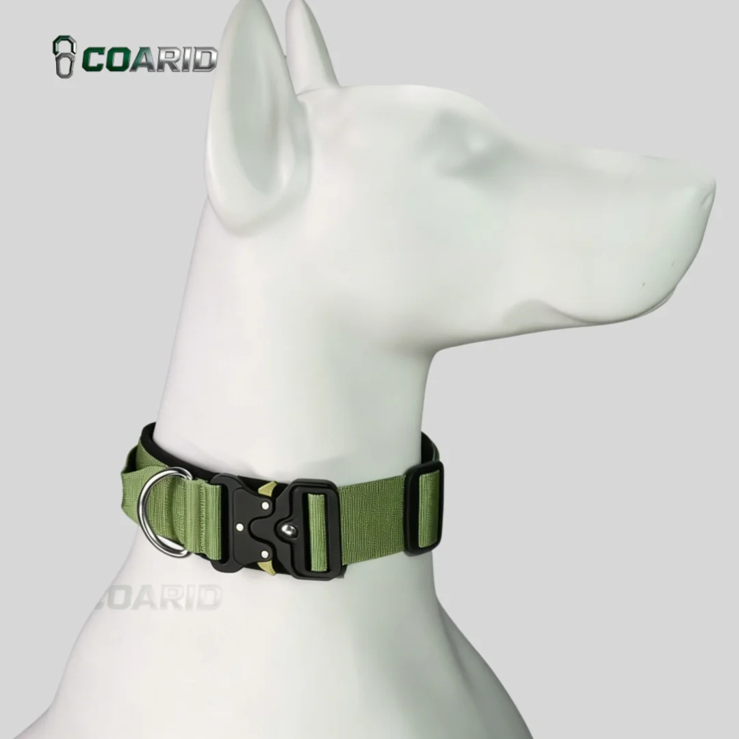 Collar Táctico Resistente para Perro con Hebilla Metálica Ajustable y Acolchado Suave para Perros Grandes y Medianos, Collar de Nailon para Perro