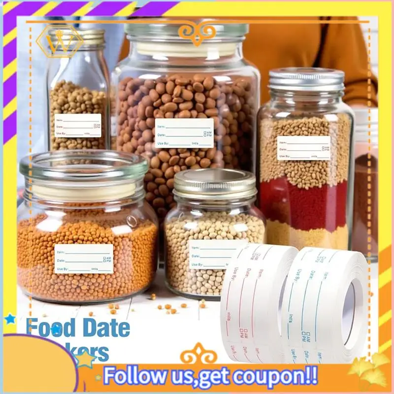 أحدث-4 لفات 2000 قطعة من ملصقات الفريزر القابلة للإزالة، 1 × 2 بوصة ملصقات تاريخ الطعام ملصقات تاريخ الطعام ملصقات طعام الثلاجة #5