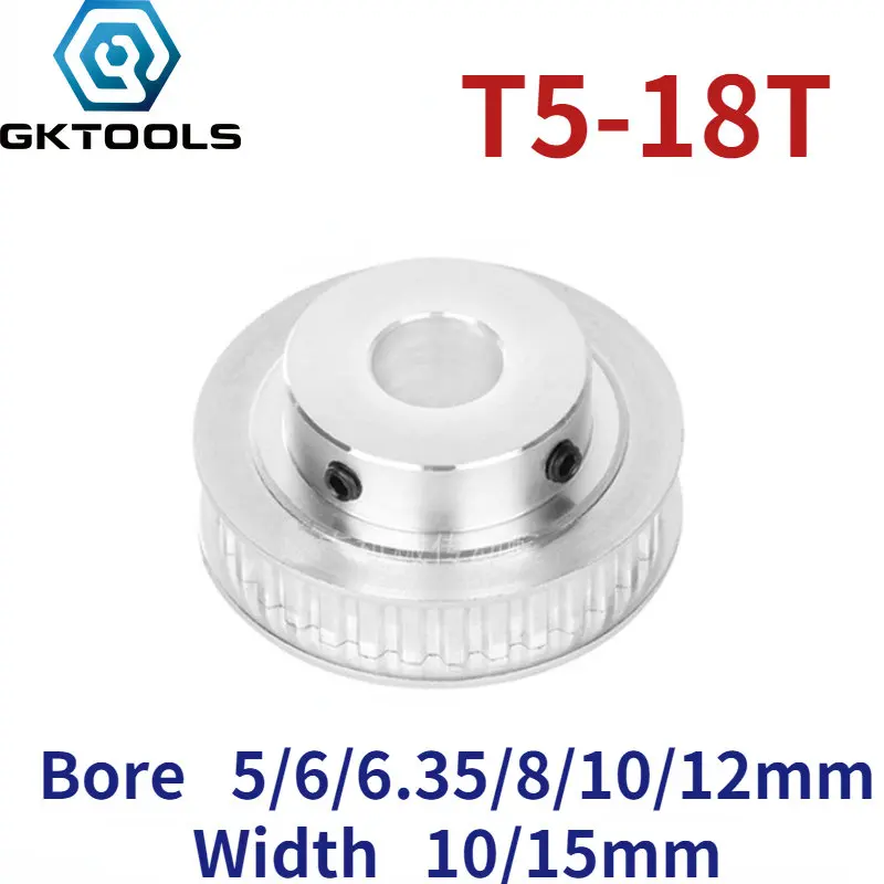 T5 18 Teeth/T Boss Synchronous Belt Pulley BF Groove Width 10/15mm Inner Hole 5/6/6.35/8/10/12mm