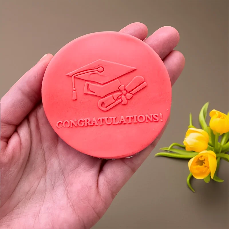 Graduation Gift  Acrylic Cookie Stamp ,  Congratulations Cupcake Decoration, Graduate Cap Fondant Mold, Cake Mould Baking Tool