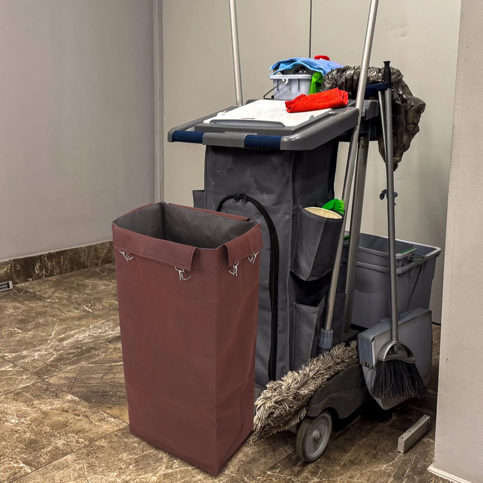 Large Capacity Cleaning Replacement For Janitorial Cart Durable Canvas Housekeeping Storage Bag Reusable Washable Utility Cart