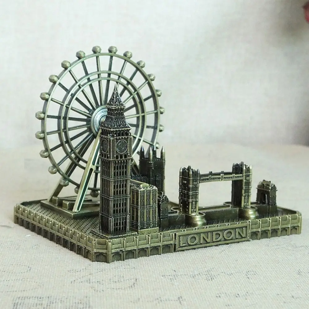 Metal London Eye Big Ben Tower Bridge Retro Vintage London Group Buildings Waterproof Simulated Miniatures Statue Sculpture