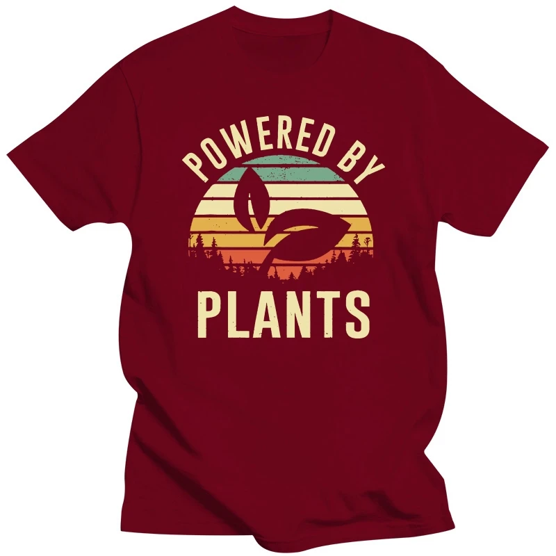 Camisetas divertidas Vintage Powered Plants para hombres, camisas de dieta vegana, gráfico de verano, regalos de cumpleaños de algodón, ropa