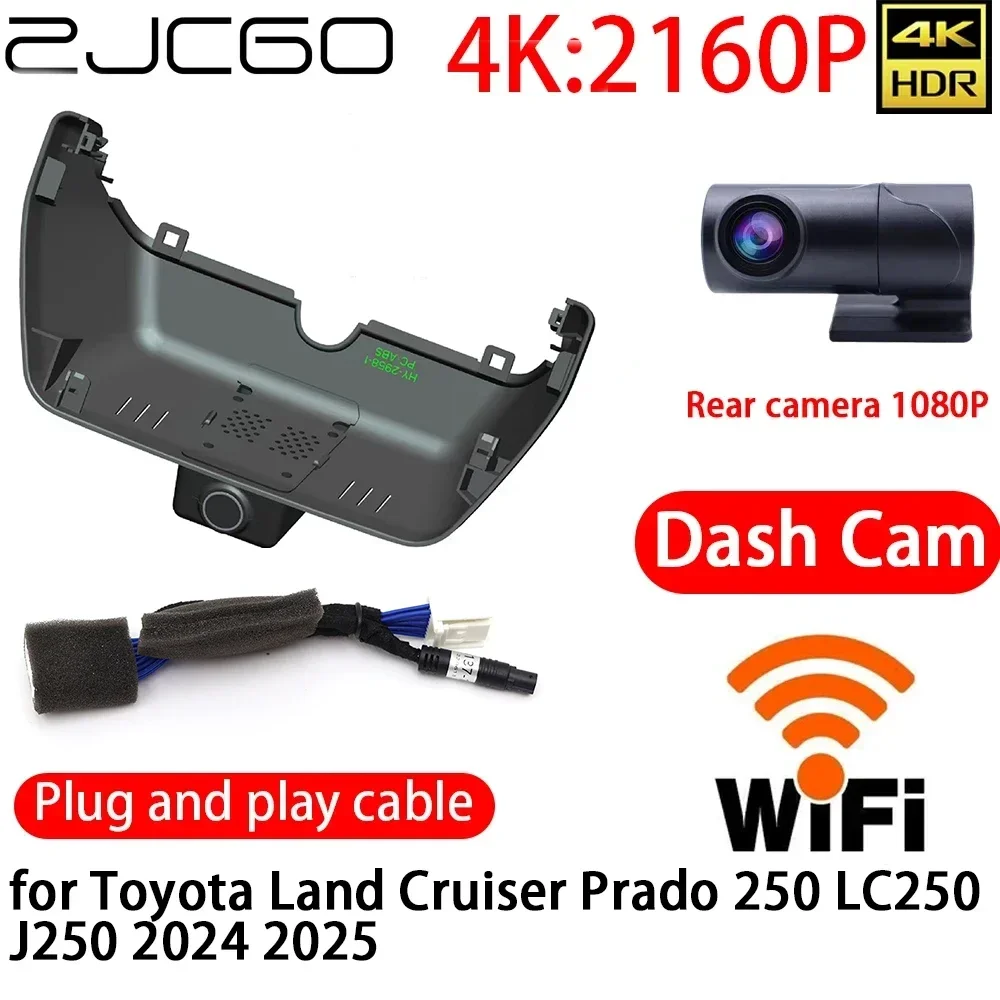 ZJCGO 4K DVR Dash Cam Wifi Front Rear Camera 24h Monitor For Toyota Land Cruiser Prado 250 LC250 J250 2024 2025