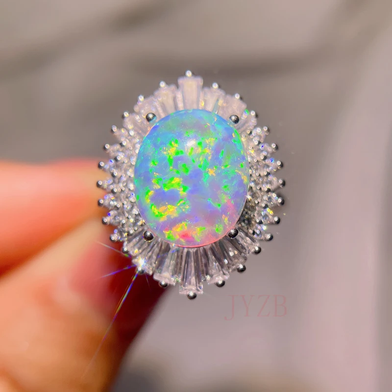 

High jewelry light luxury niche design high sense exquisite retro sterling silver jewelry opal opening opal ring women