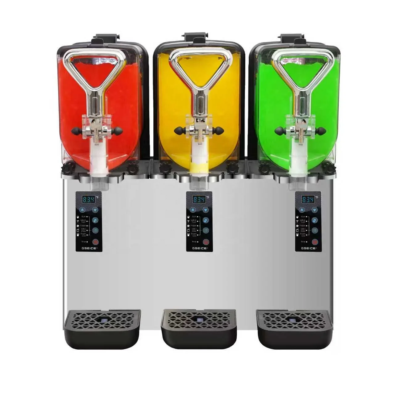 2025 New Style Commercial Three-Bowl Slush Machine Portable Handle 12L Capacity Stainless Steel Filter Black Mini Compact Drink