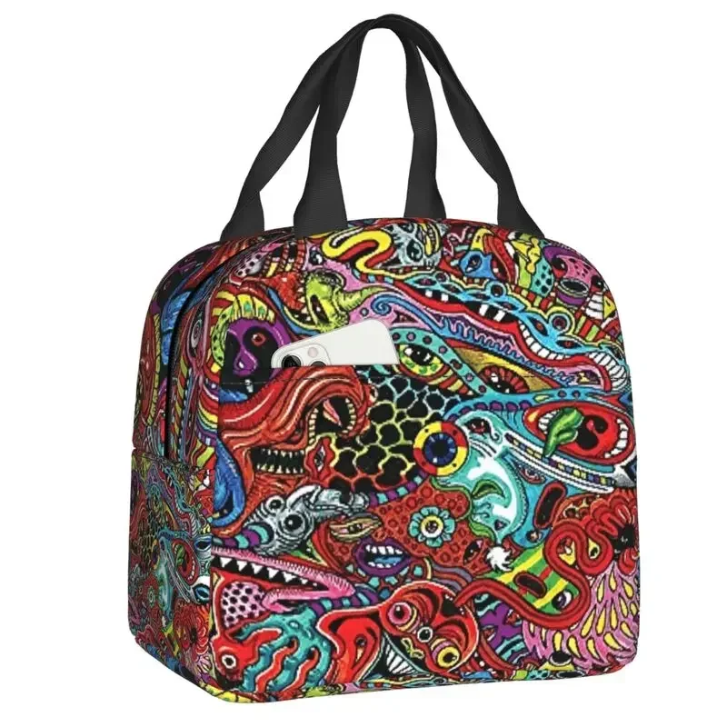 

Abstract Drawing Surreal Colourful Psychedelic Art Insulated Lunch Bags Portable Cooler Thermal Bento Box Kids School Children