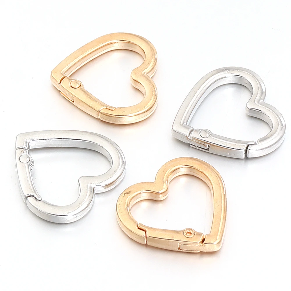4-10pcs/lot Gold Color Zinc Alloy Heart Spring Clasps Oval Key Rings Bag Snap Hooks Key Chains Open Buckles DIY Jewelry Making