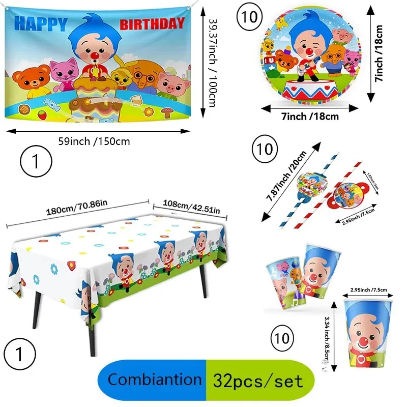 Cartoon-Clown-Tierfreunde-Hintergrund-Tischdecke, Banner, Spiralen, festliche Zusammenkunft, Foto-Hintergrund, Dekoration, Partyzubehör – Detail 7