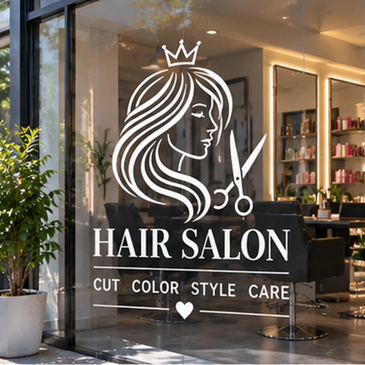 Custom Hair Salon Window Sticker, Personalized Logo Text, Transparent Glass Decal, Barber Shop Door Window Decoration