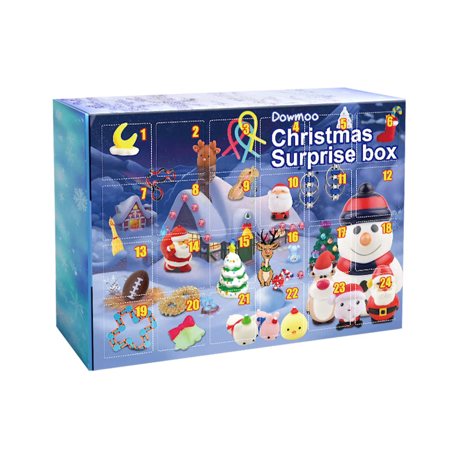 Dowmoo Weihnachtsüberraschung Blind Box Weihnachtsreliefspielzeug Feiern Sie die Atmosphäre 24 zufällige versteckte Blindbox-Geschenke