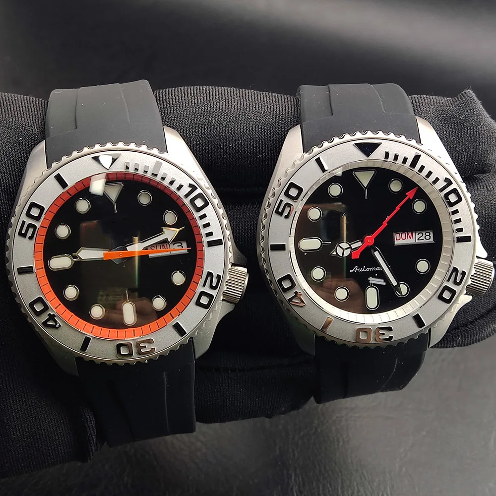 41.5mm Case Stainless Steel New Matte Silver Sapphire Glass NH36 Movement Watch Custom Watch Dial Green Glow Custom Watches