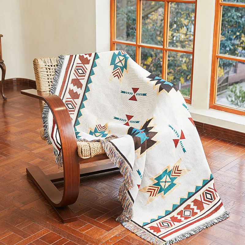 Bohemian Plaid Blanket for Couch Sofa Decor Blankets Outdoor Camping Picnic Blanket Boho Sofa Cover Blanket for Chair bedspread