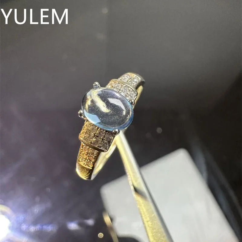 YULEM 5x7mm Natural Topaz Oval Shape Design Silver 925 Ring with Luxury Design for Women Daily Wear