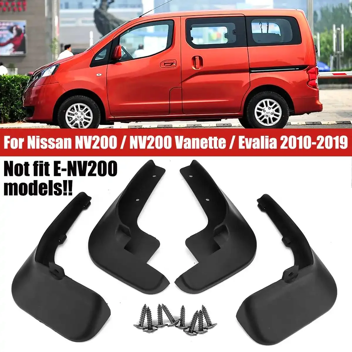 4Pcs Mudguards Front Rear Plastic Flexible Mud Flaps Splash Guards Mudguard for Nissan NV200 Vanette Evalia 2010-2019 2018 2017