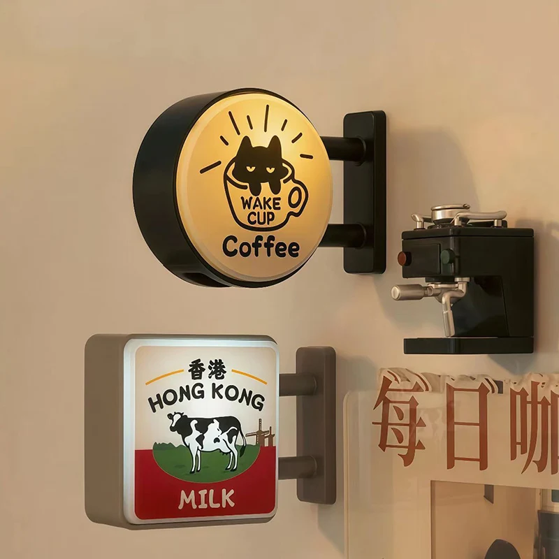 Retro Coffee Corner Light Sign Fridge Magnet Magnetic Miniature Pegboard Home Decor Glowing Atmosphere Coffee Shop Sign