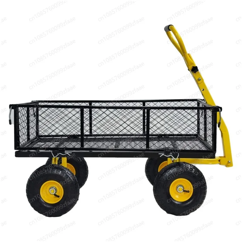 عربة حديقة شديدة التحمل بقوة 900 رطل، تصميم قابل للسحب، جانبية قابلة للإزالة