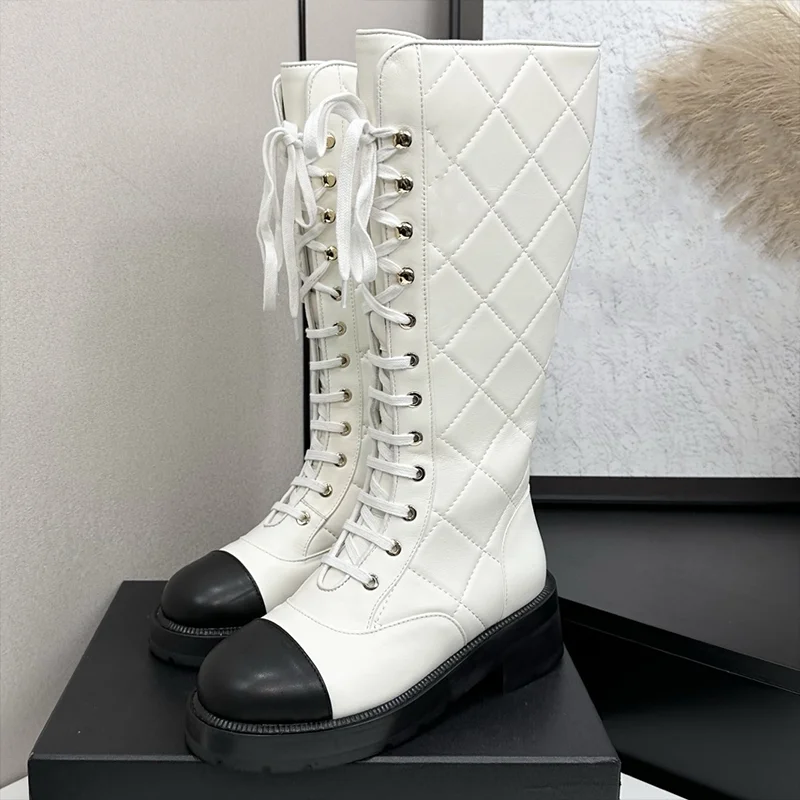 

High quality 2025 Autumn/Winter Heavyweight Best selling Women's Knight Straps Knee Length Boots Leather Shoes 25091601