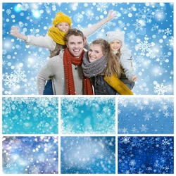 Winter Snowflake Portrait Backdrop Photography Blue and White Christmas Home Decoration Background Photozone Photo Studio Props