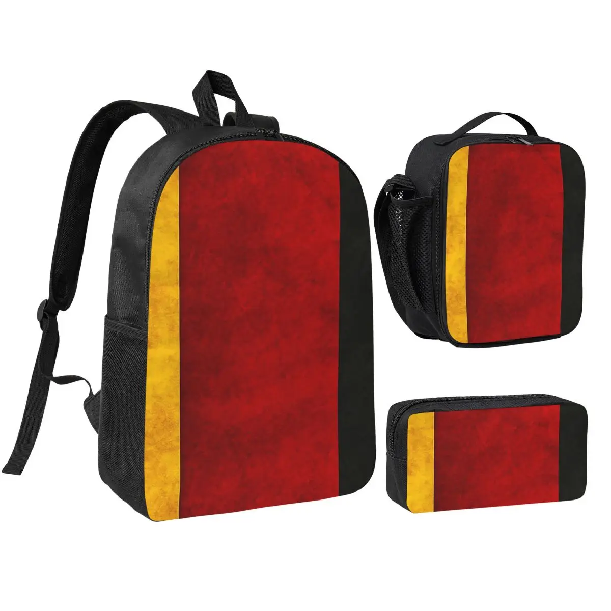 

Germany German Flag Texture Backpack Student Boys Girls BookBag School Bag Shoulder Bags 3ps Insulated Lunch Bag Pencil Case