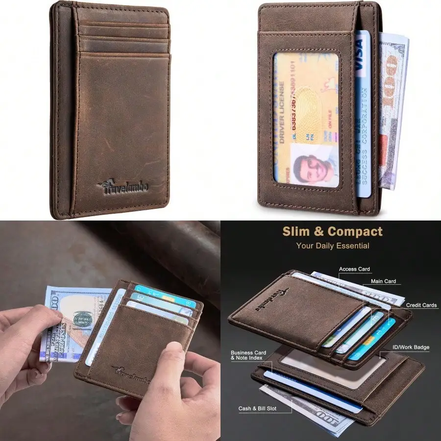 

YC Slim Wallet Front Pocket Minimalist Leather RFID Blocking Medium Size Fashion