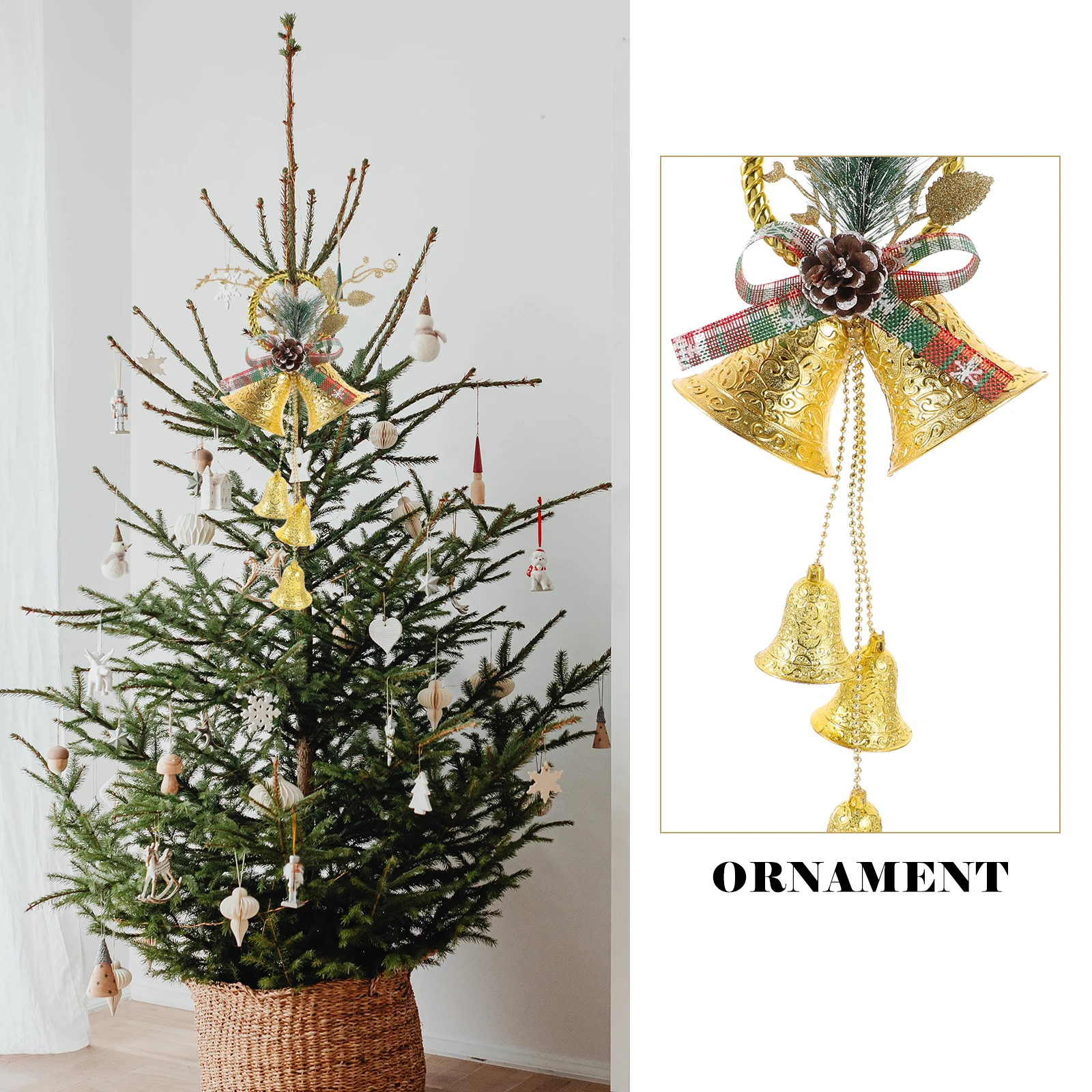 

2pcs Christmas Xmas Tree Hanging Ornament Decorative Bell Pendant For Holiday Party Home Window Decoration Plastic