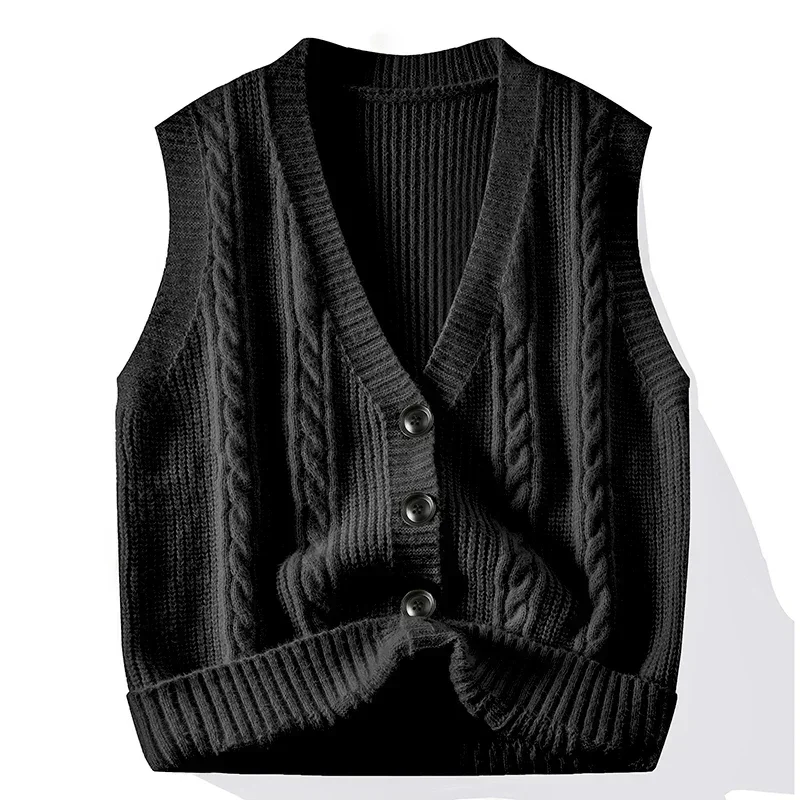Cardigan Sweater for Men Autumn Winter Casual Knit Coat Loose Vest Sleeveless Vest for Men Sleeveless Cardigan Sweater Fashion view 3