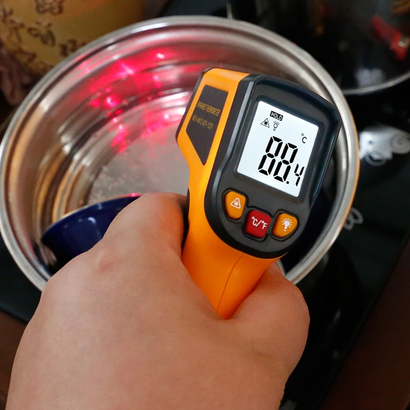 NJTY Infrarot-Thermometer, industrielle hochpräzise Temperaturpistole, elektronisches Wasser-Öl-Temperaturmessgerät, Küche, Backen – Detail 12