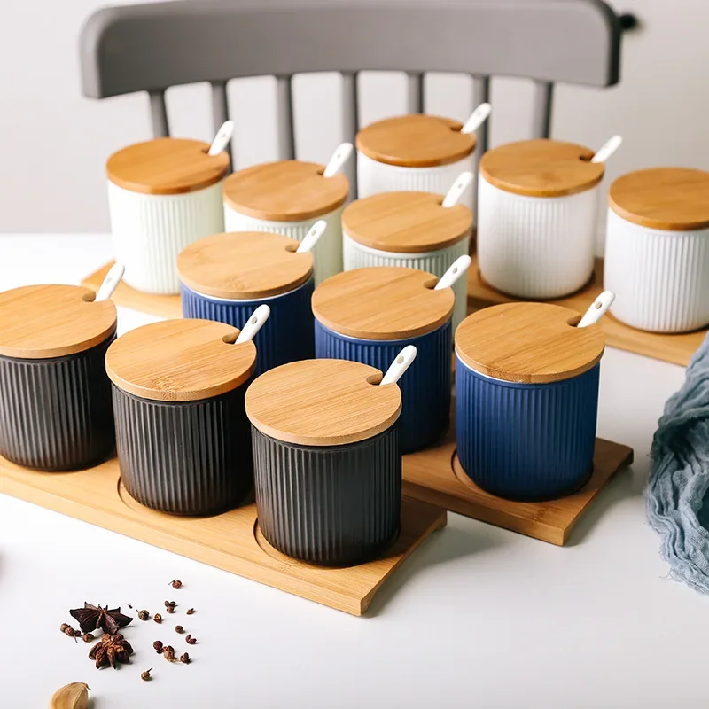 

Nordic Ceramic Seasoning Box Seasoning Pot Set Household Kitchen Seasoning Ppot Pepper Salt Sugar Bowl Seasoning Bottle JU31702