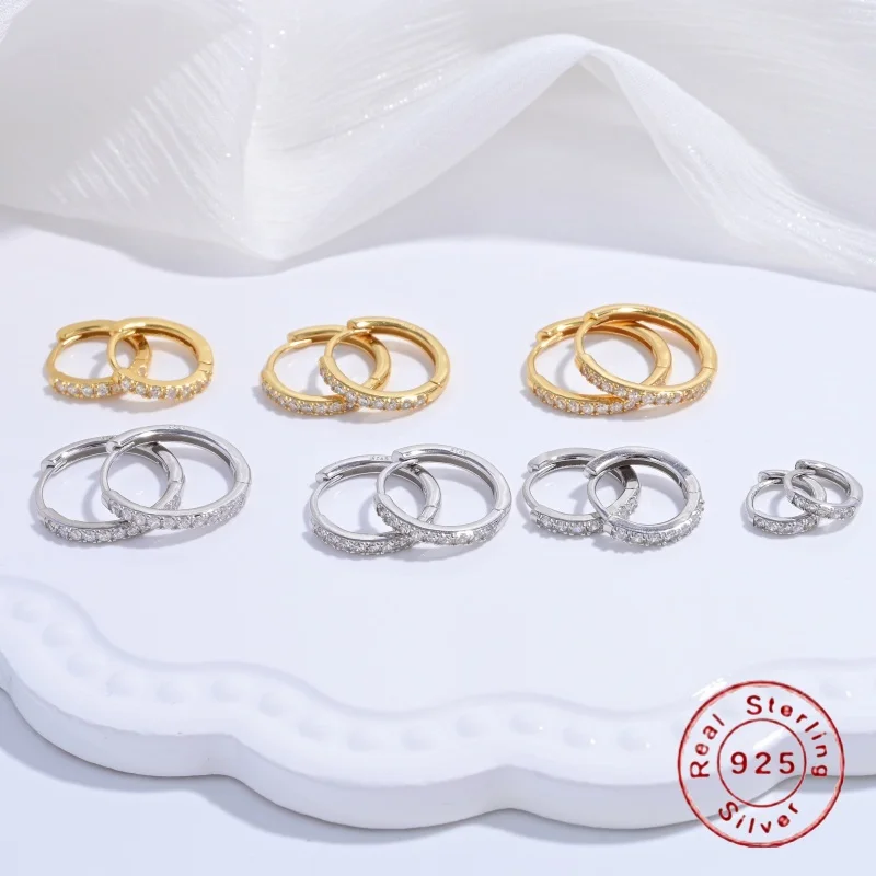 S925 Sterling Silver Zirconia 10-18mm Simple Earrings, Women's Earrings Suitable for Gifts SE72