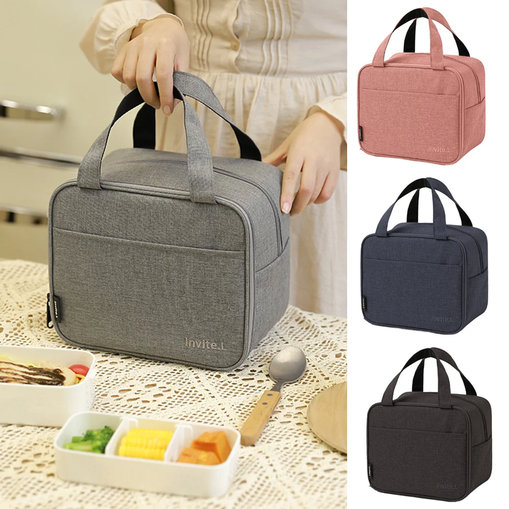 Insulated Lunch Bag Travel Portable Camping Picnic Bag Tote Canvas Food Container Bag Portable Lunch Box Women Men Lunch Handbag