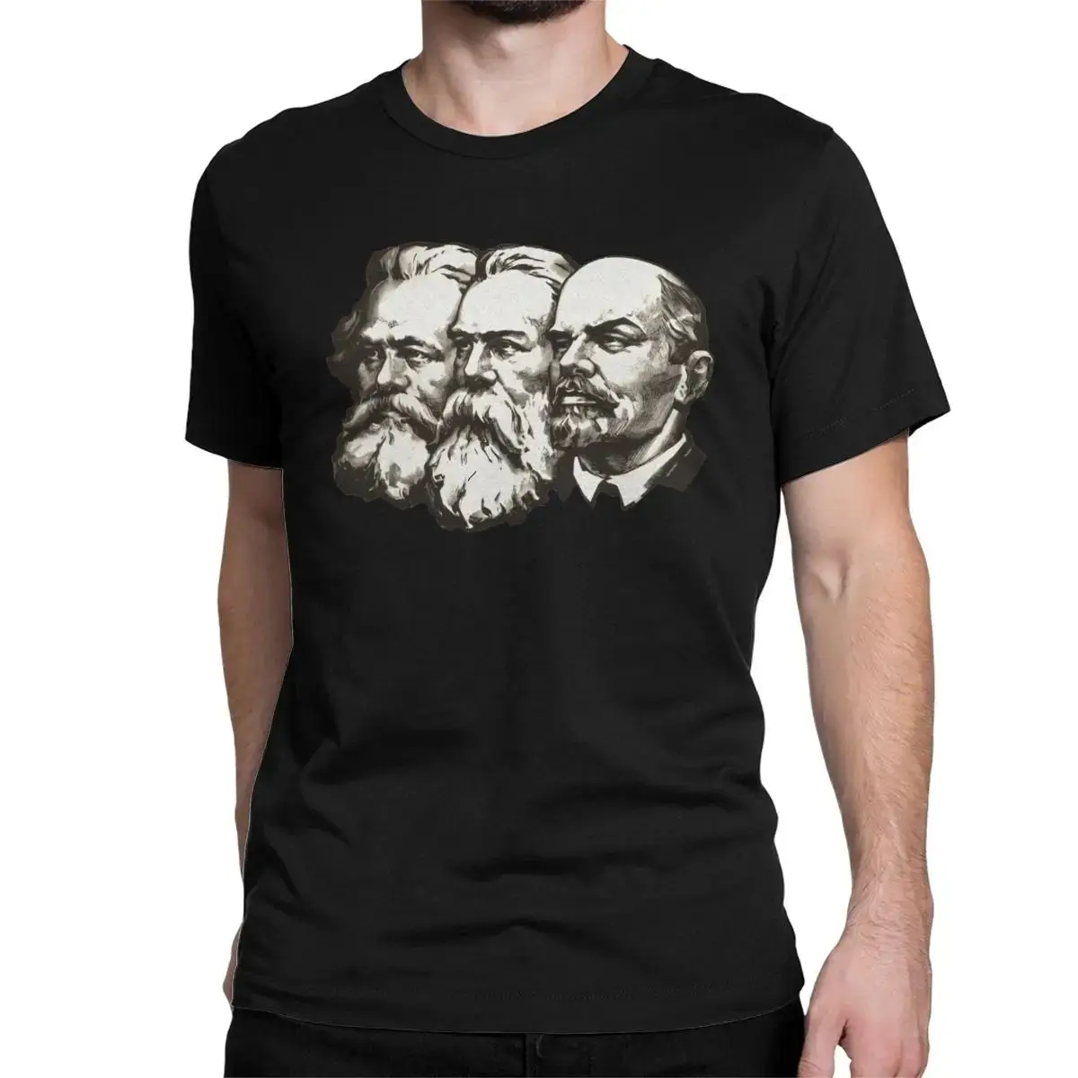 Men T-Shirt Marx Engels And Lenin The Soviet UnionTshirt Vintage Cotton Communist Communism Ussr Comrades