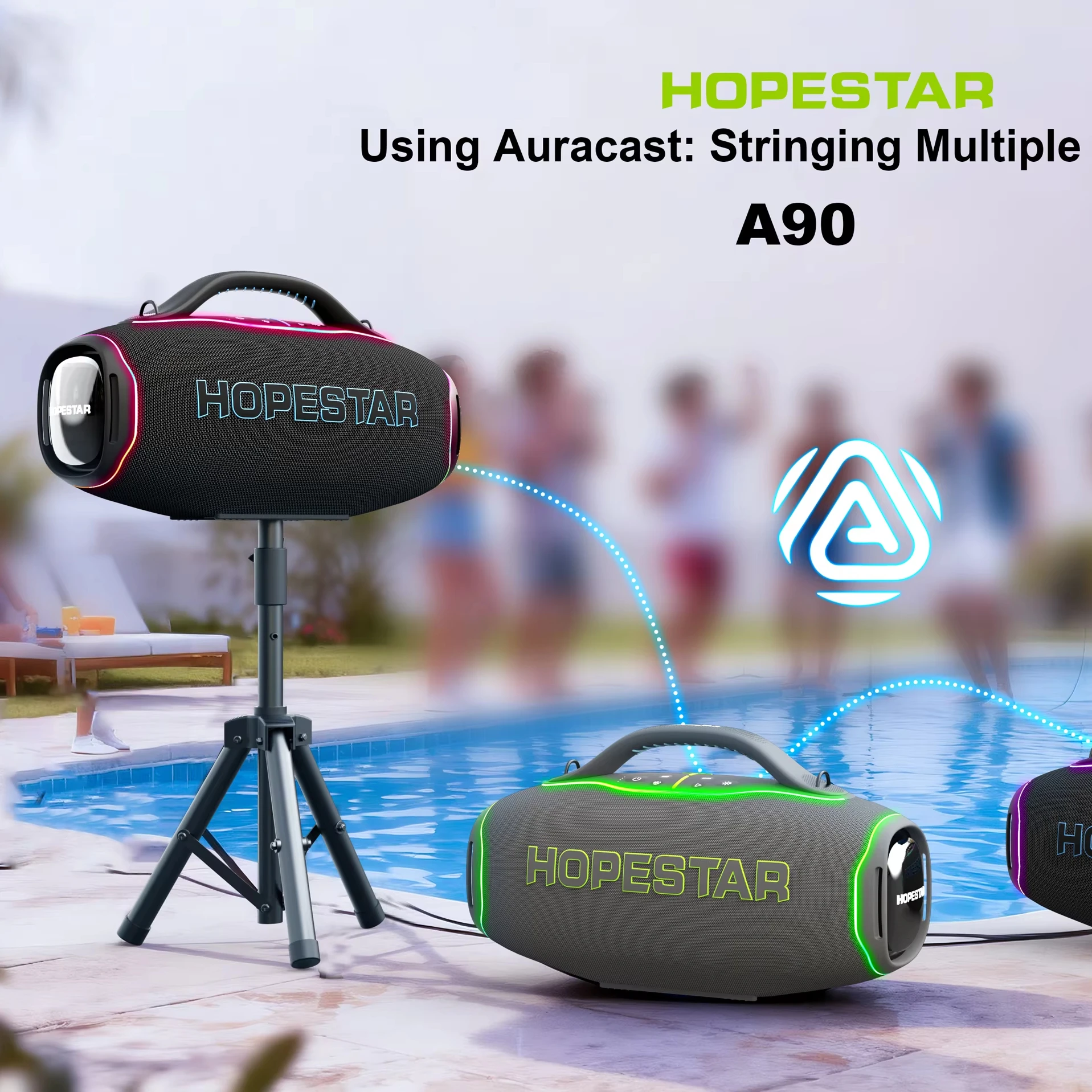 HOPESTAR A90 700W Wireless Bluetooth Speaker Deep Bass 36000mAh Removable Battery IPX6 8 Speakers Portable for Outdoor Party