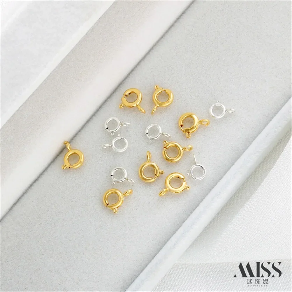 مشبك زنبركي مستدير من الذهب عيار 14 قيراط مع مشبك جراد البحر لقلادة سوار الفضة DIY وإكسسوارات صنع المجوهرات