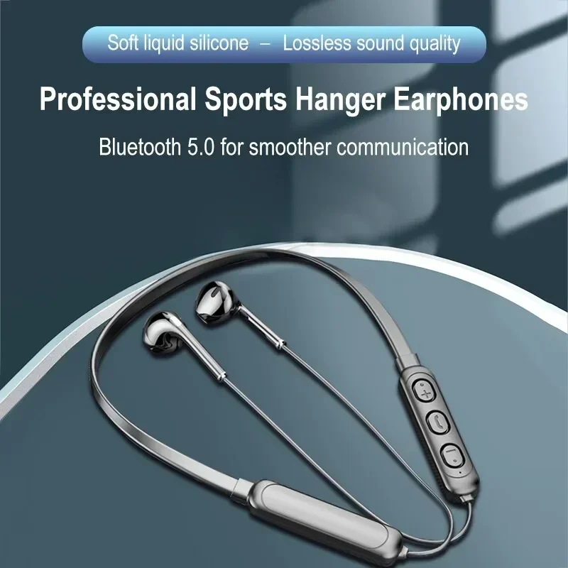 Neck Mounted Wireless Sports Bluetooth Earphones Skin Friendly Silicone Noise Reduction Semi In Ear For Sports Running Headset