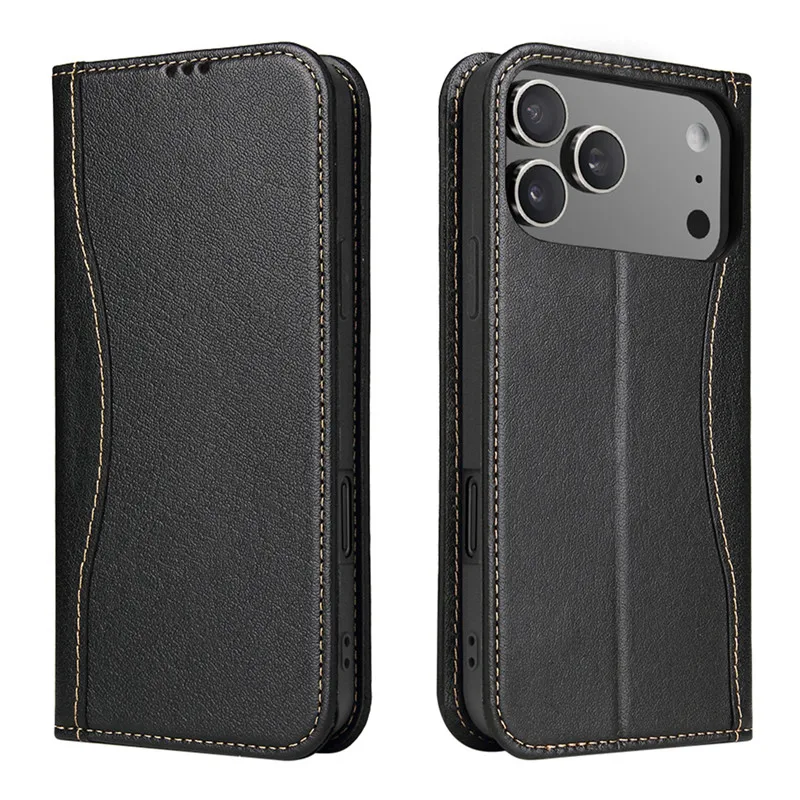 

Premium Genuine Leather Phone Case For iPhone 17 16 15 Pro Max 11 12 13 14Plus XR XS Max Luxury 100% Real Leather Business Cover