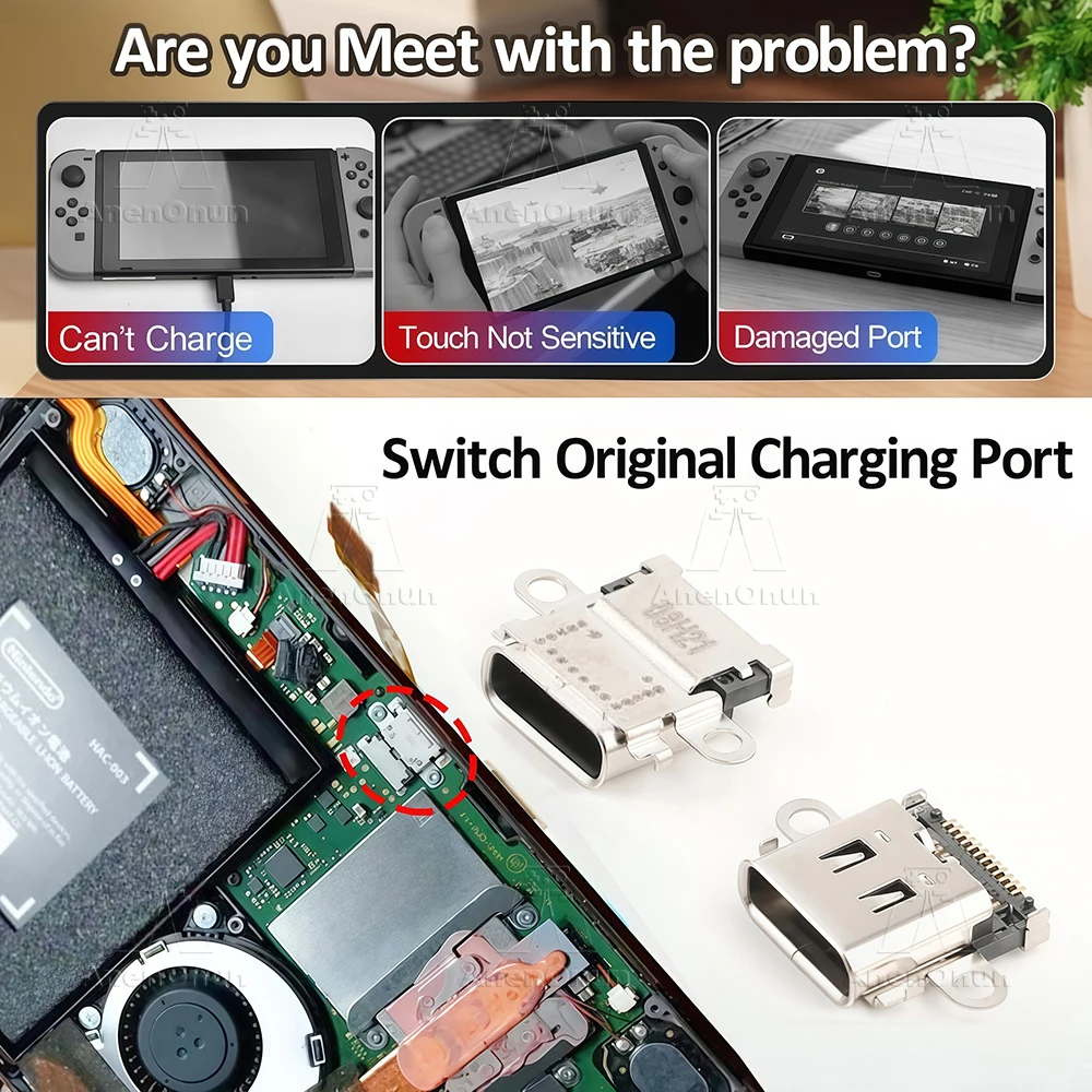 USB-C Charging Port for Switch Premium Replacement Parts Console Dock Connector Charge Power Socket Jack Port Durable Fix Kit