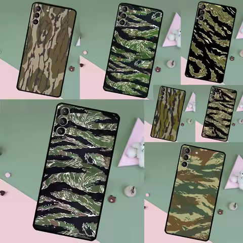 Tiger Stripe Camo Army Camouflage Phone Case For Samsung Galaxy S25 Ultra S9 S10 S20 S22 S21 Plus S23 FE S24 Ultra Cover Shell